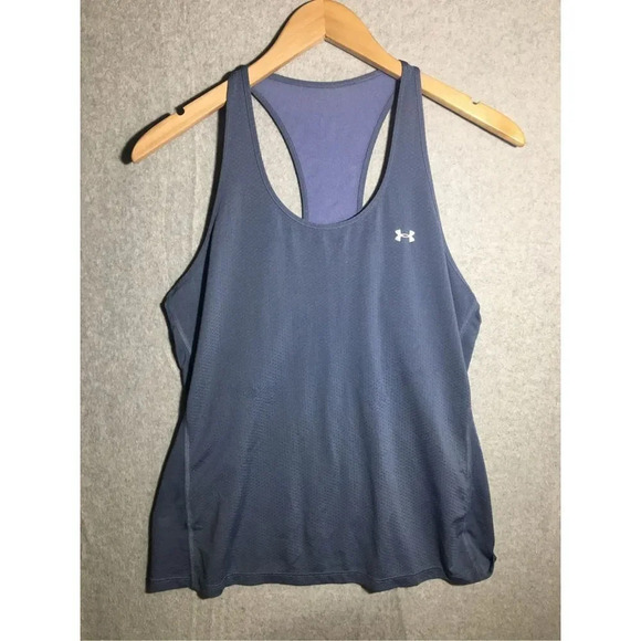 Womens Under Armour Tank top Dusty Blue Workout Athletic Casual Racerback - Picture 1 of 4